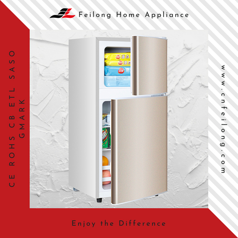 Gold adjustable level wheel double door frigidaire firiji BCD-102 .